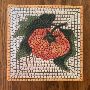 Pier 1 Hand painted glazed ceramic Trivet Tile/ Wall Decor with Pumpkin graphics
